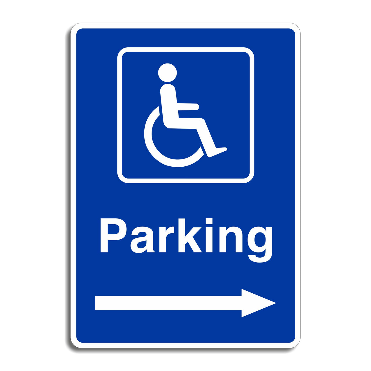 Disabled Parking Sign with a Right Pointing Directional Arrow