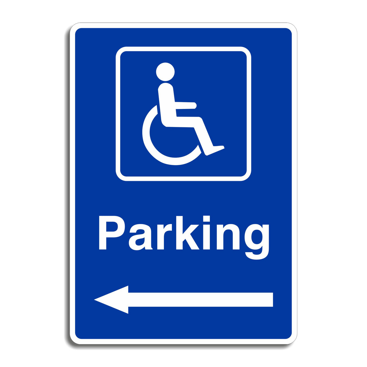 Disabled Parking Sign with a Left Pointing Directional Arrow