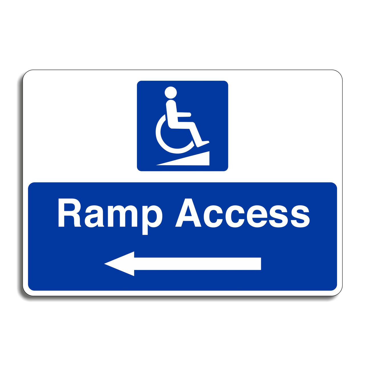 Ramp Access Sign with a Left Pointing Directional Arrow