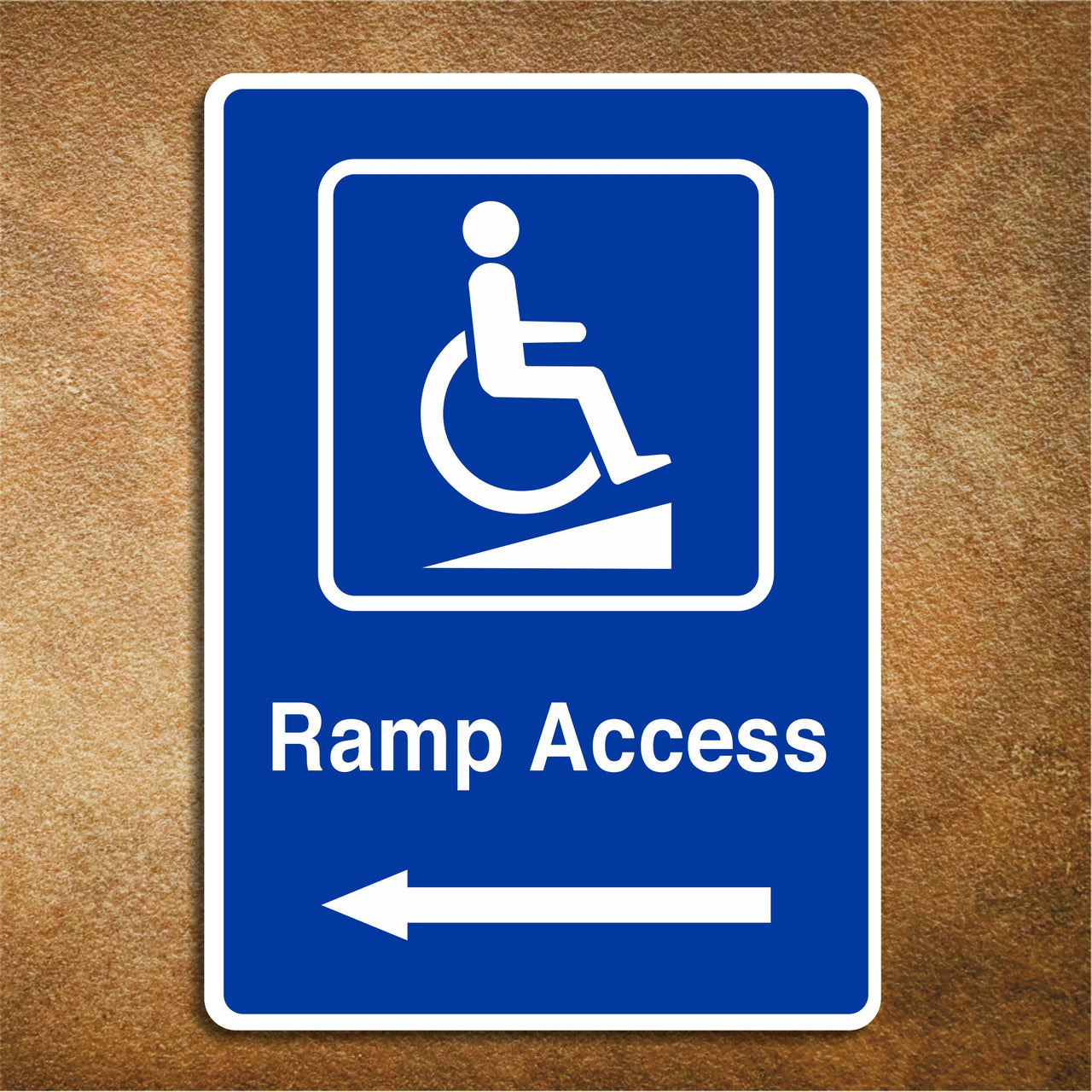 Disabled Ramp Sign with a Left Pointing Directional Arrow