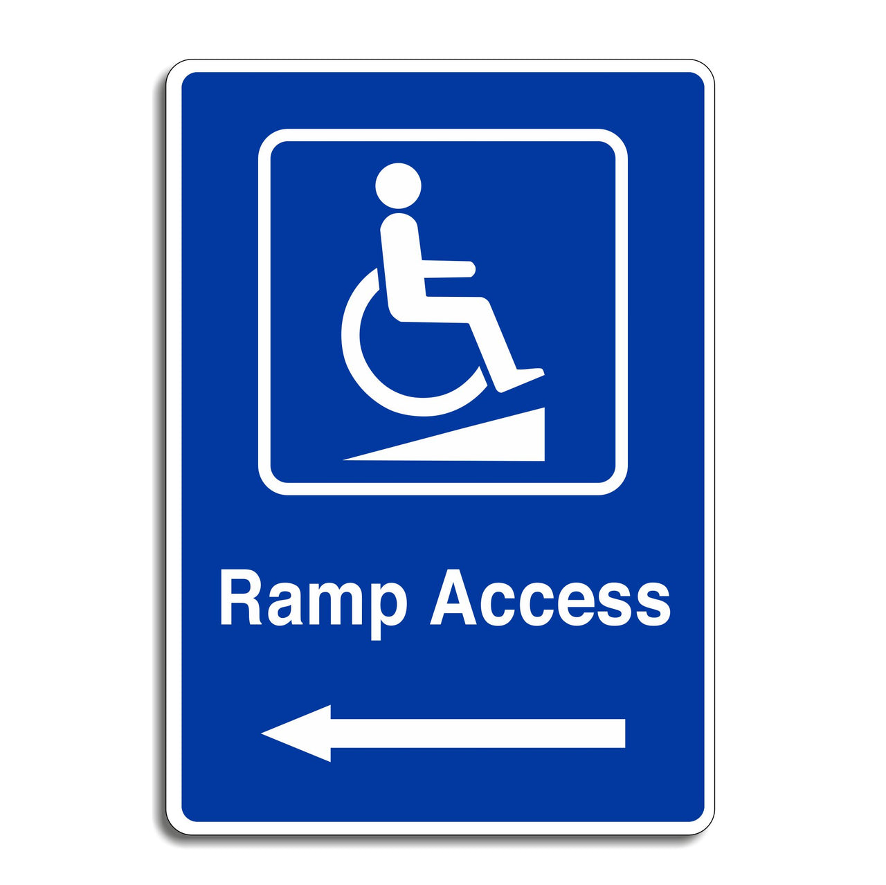 Disabled Ramp Sign with a Left Pointing Directional Arrow