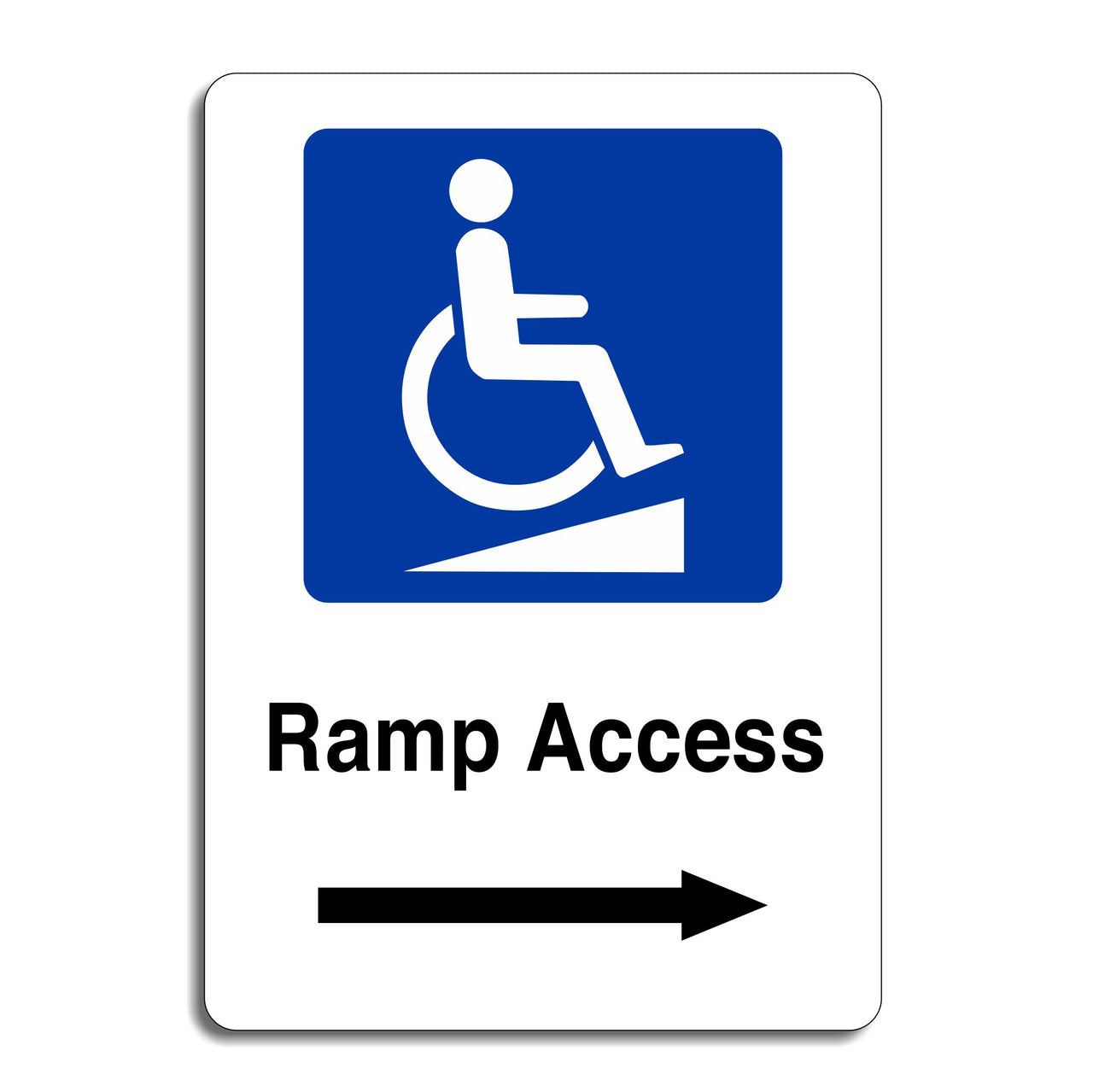 Disabled Ramp Access Sign with a Right Pointing Directional Arrow