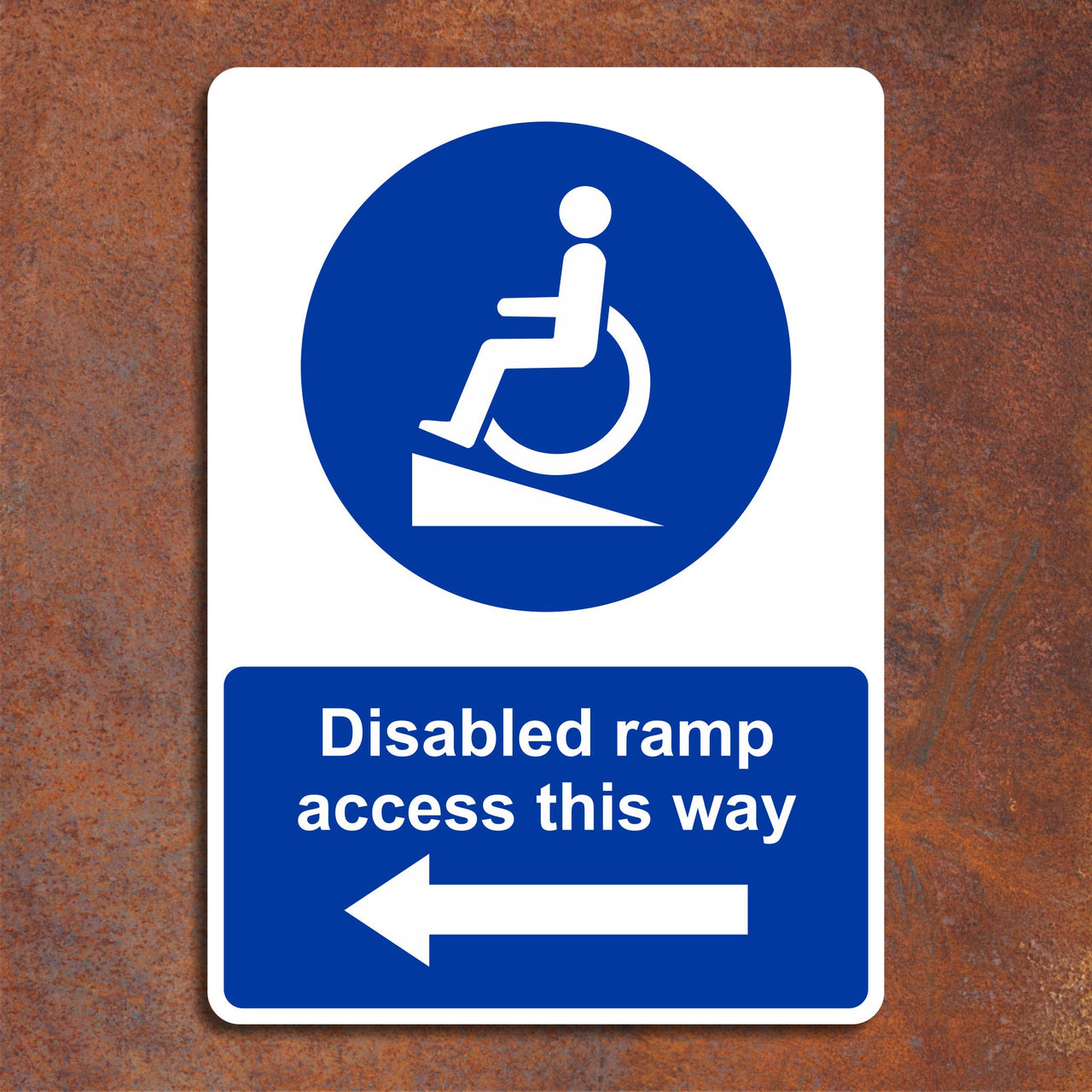Disabled Ramp Access This Way - Arrow Left Sign