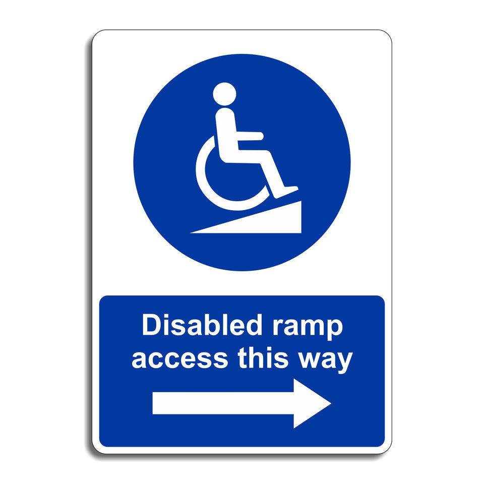 Disabled Ramp Access This Way - Arrow Right Sign
