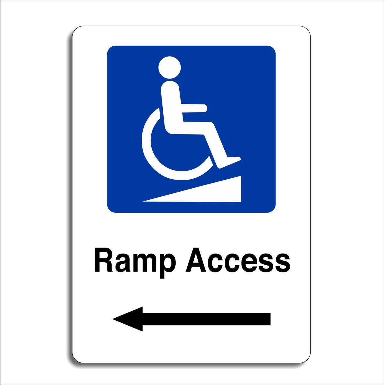 Disabled Ramp Access Sign with a Left Pointing Directional Arrow