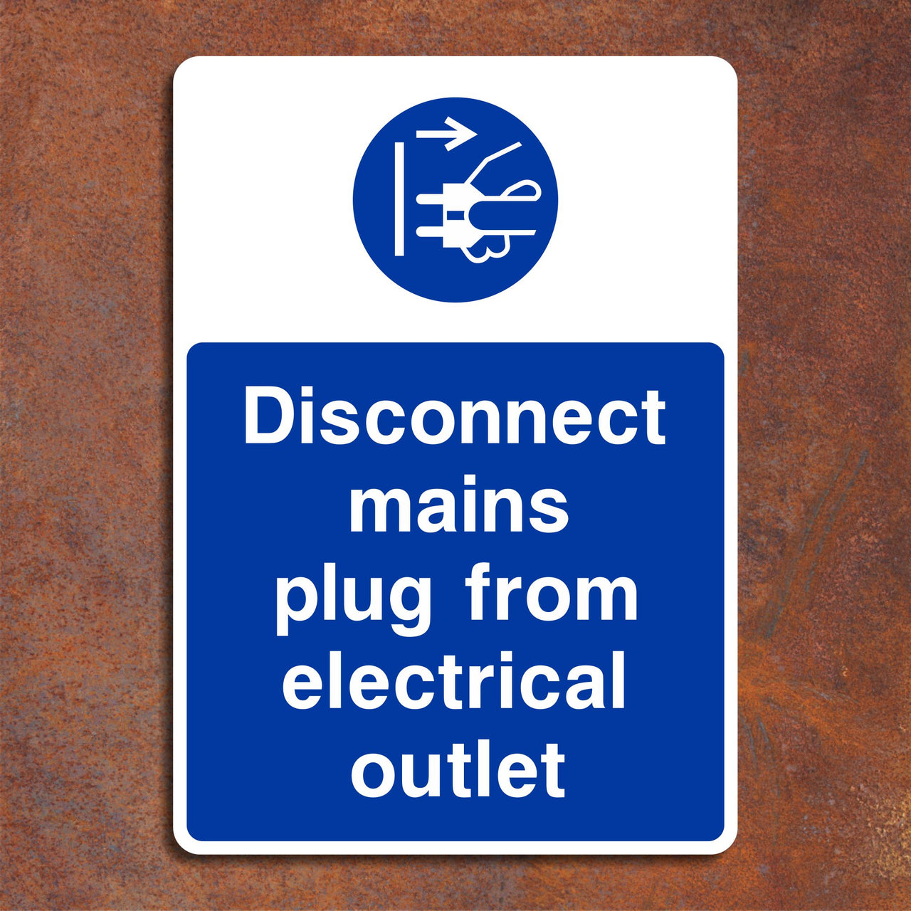Disconnect Mains Plug From Electrical Outlet Sign