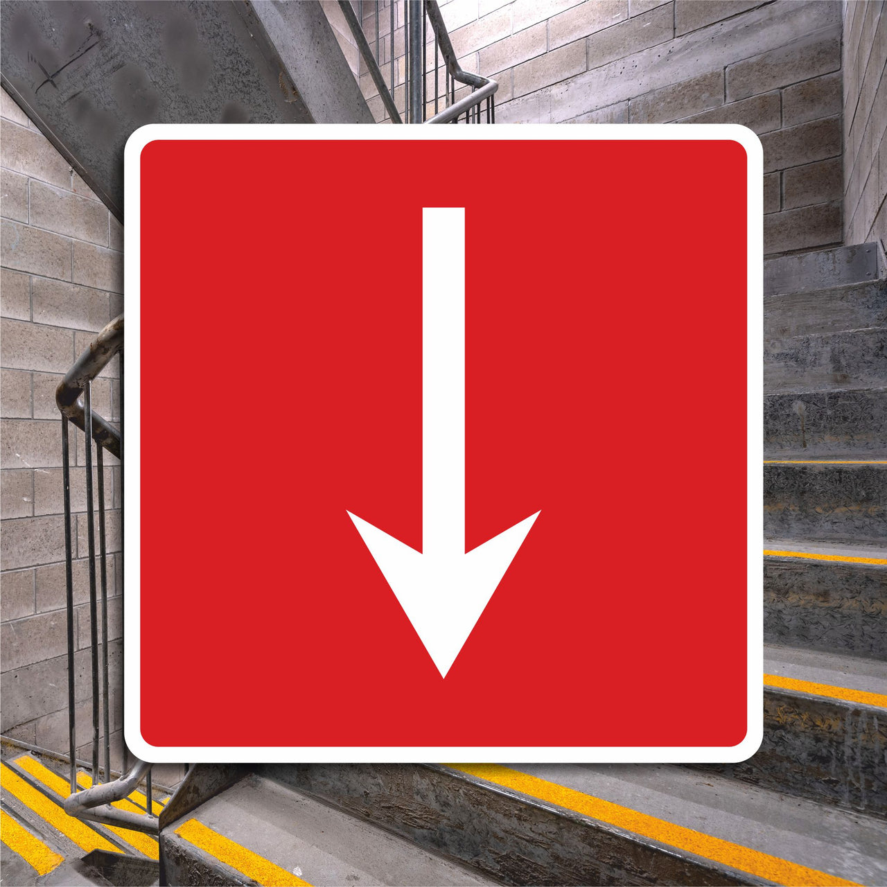 Emergency Directional Signs with Downward Pointing Arrow Sign