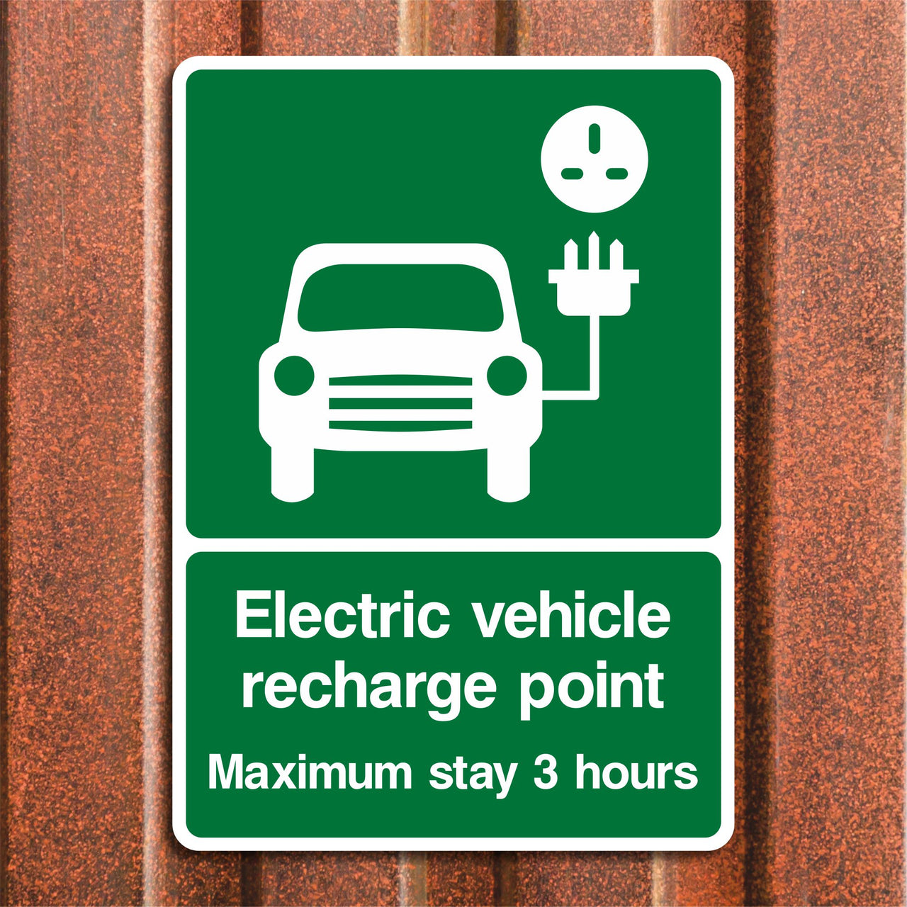 Electric Vehicle Recharge Point Maximum Stay 3 Hours Sign