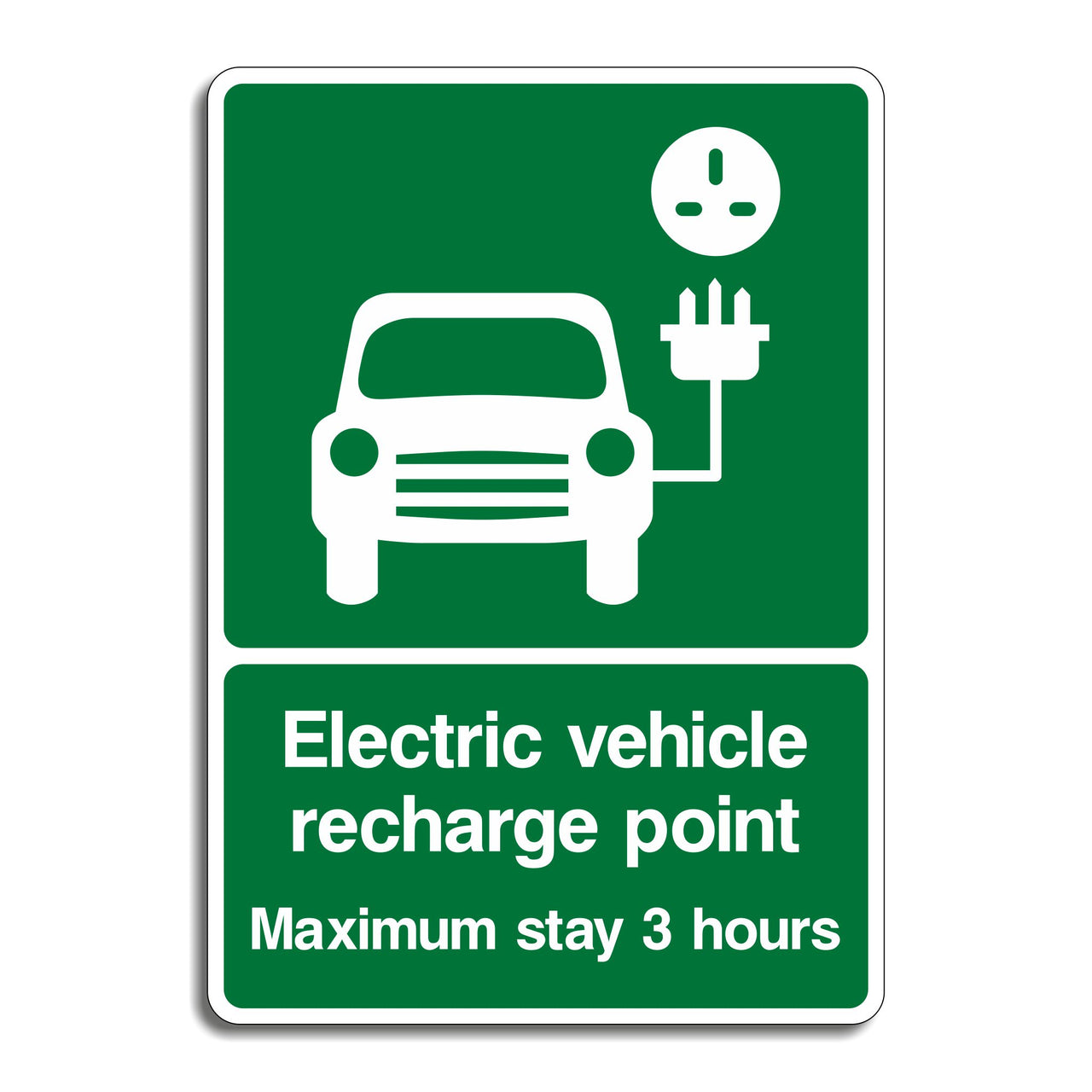 Electric Vehicle Recharge Point Maximum Stay 3 Hours Sign