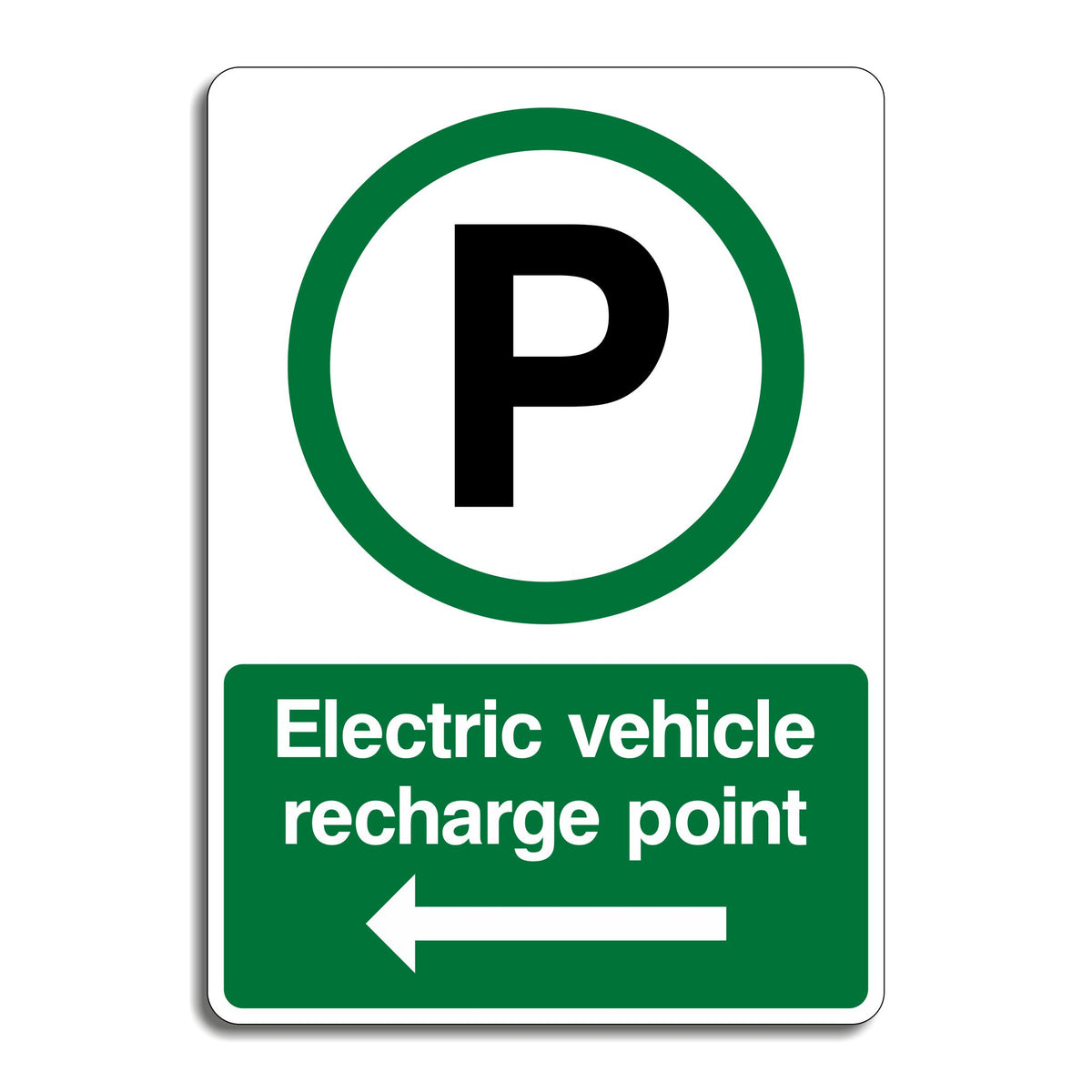 Recharge Printable Sign Electric Vehicle Recharge Point Sign - Left Pointing Arrow