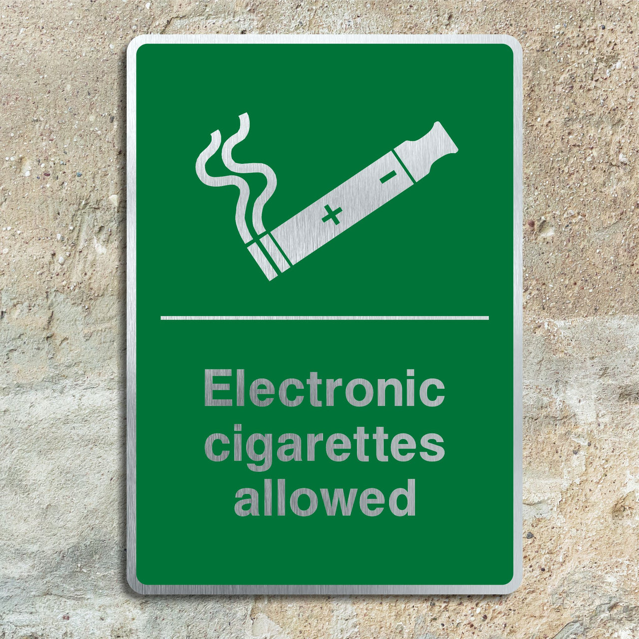 Brushed Aluminium Electronic Cigarettes Allowed Sign