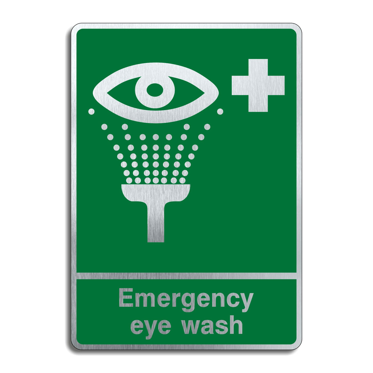 Brushed Aluminium Emergency Eye Wash Sign