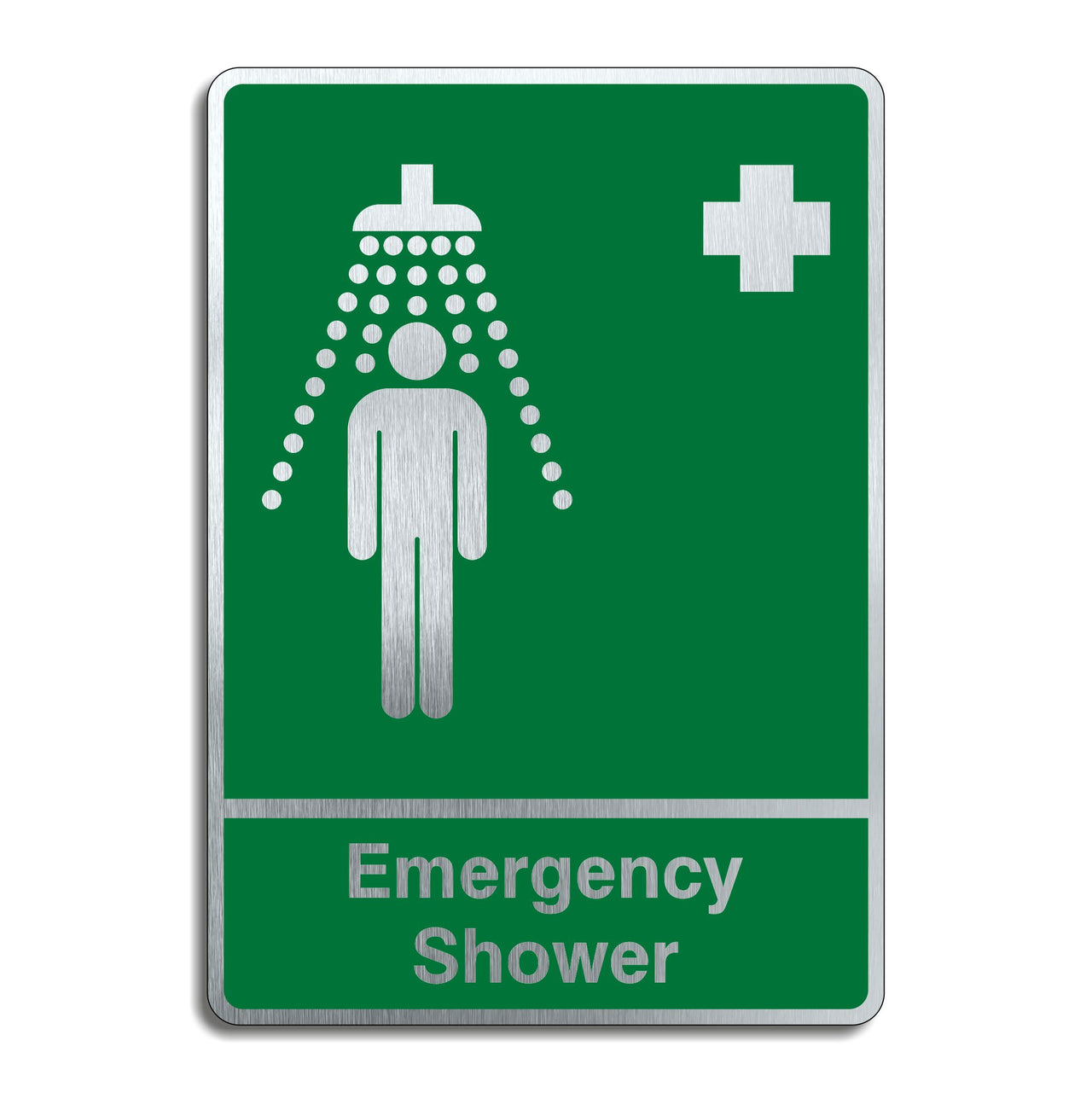 Brushed Aluminium Emergency Shower Sign
