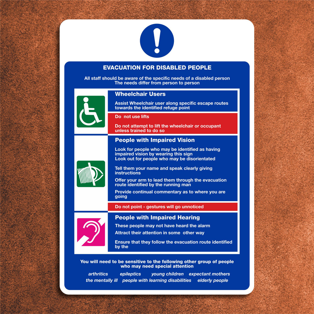 Evacuation for Disabled People Multi Message Sign