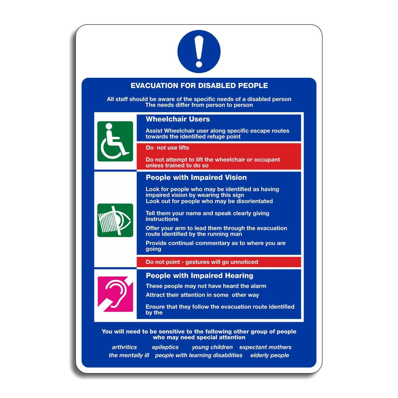 Evacuation for Disabled People Multi Message Sign