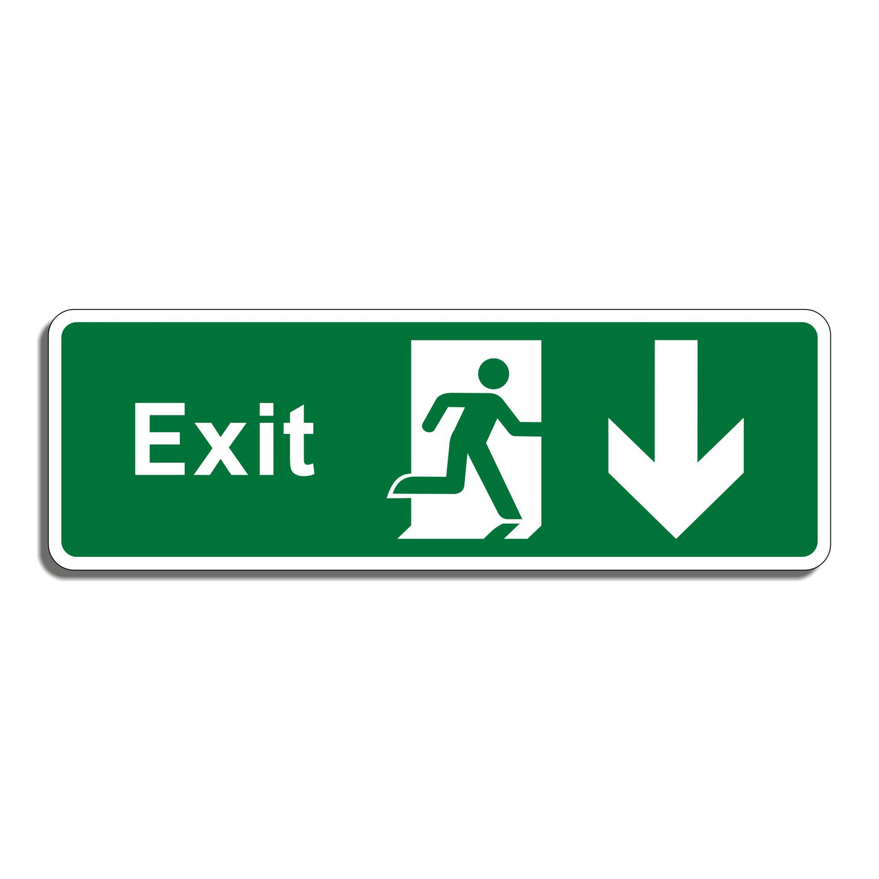 Emergency Exit Sign with Down Arrow
