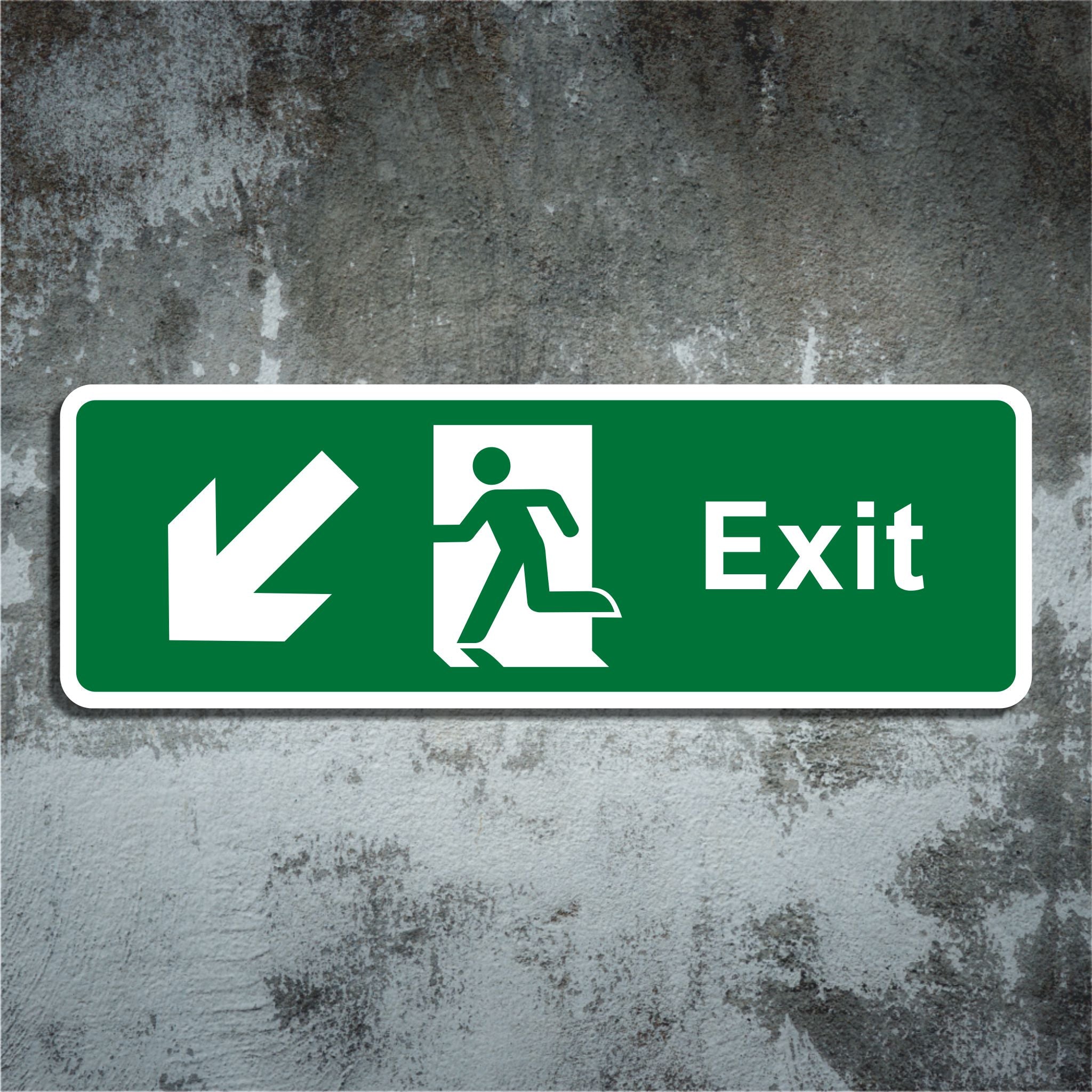 Emergency Exit Sign with Bottom Left Arrow