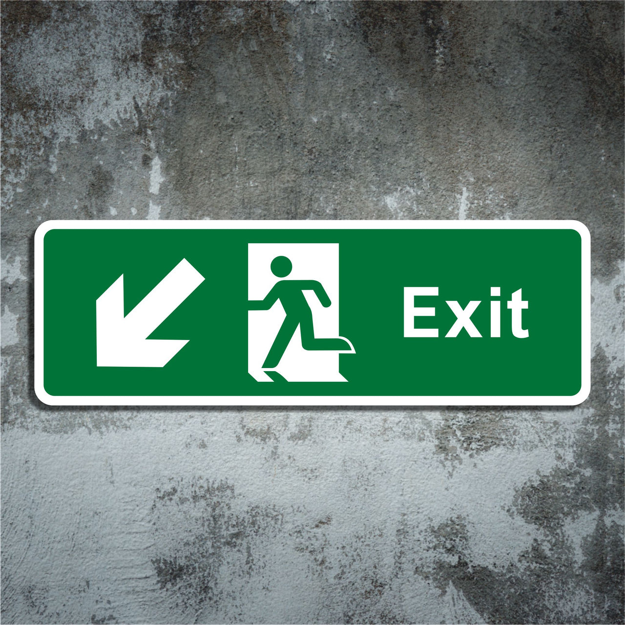 Emergency Exit Sign with Bottom Left Arrow