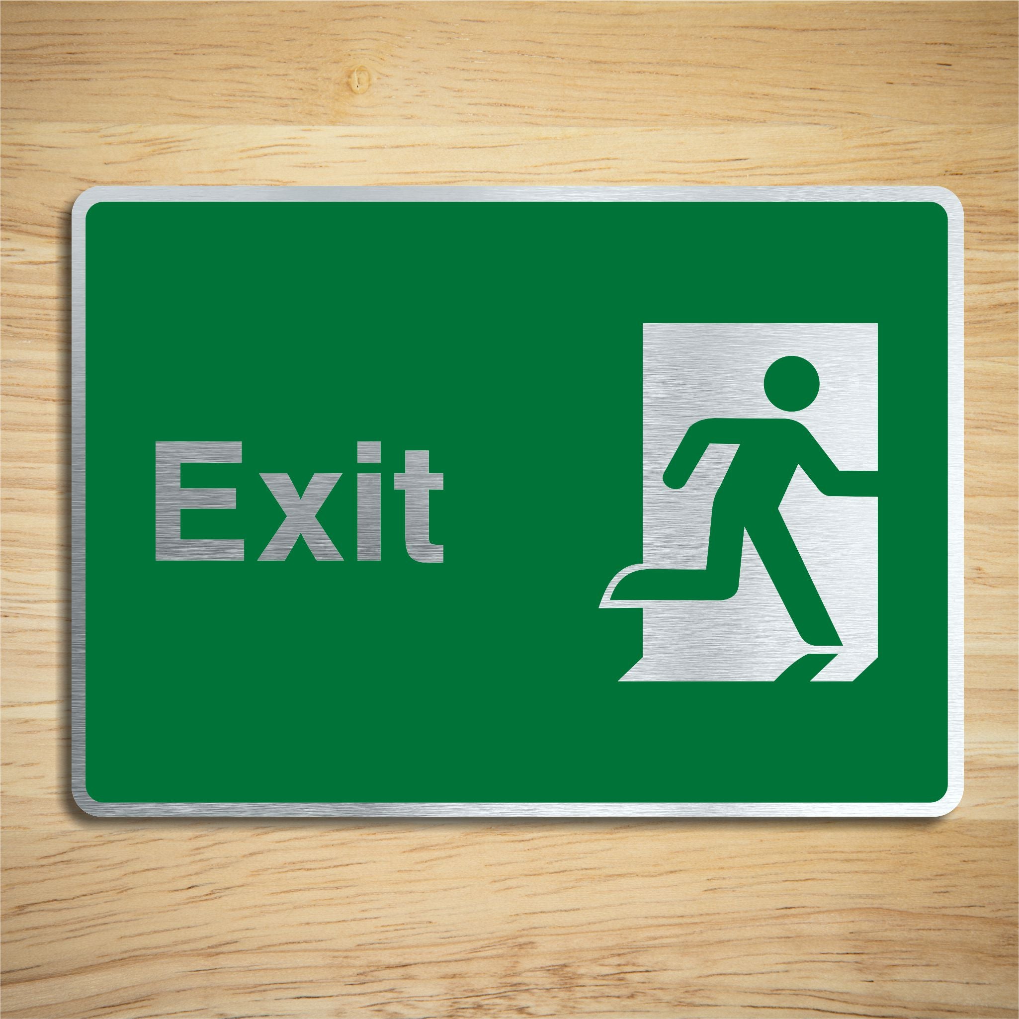 Brushed Silver Aluminium Emergency Exit Sign