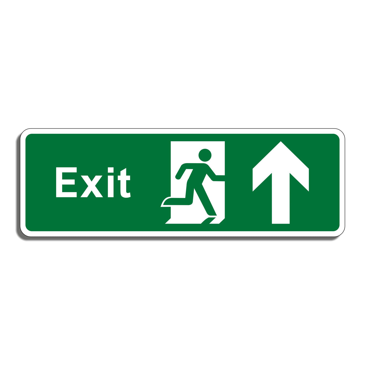 Emergency Exit Sign with Straight Ahead Arrow