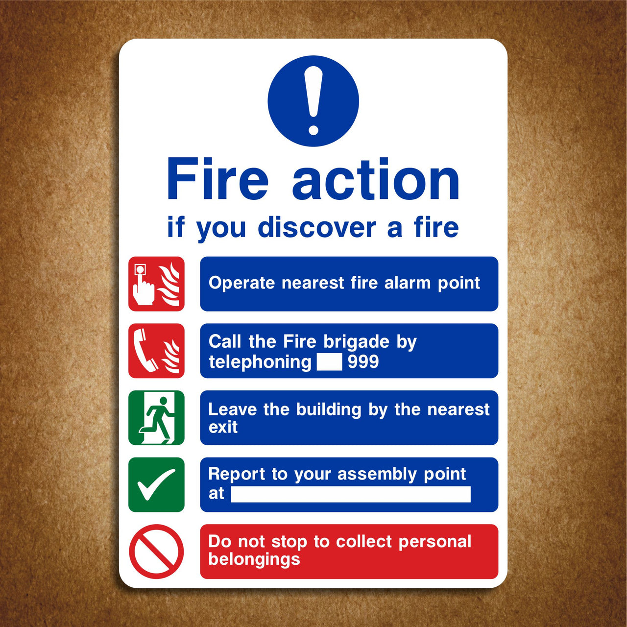 Fire Action If You Discover a Fire Multimessage Sign