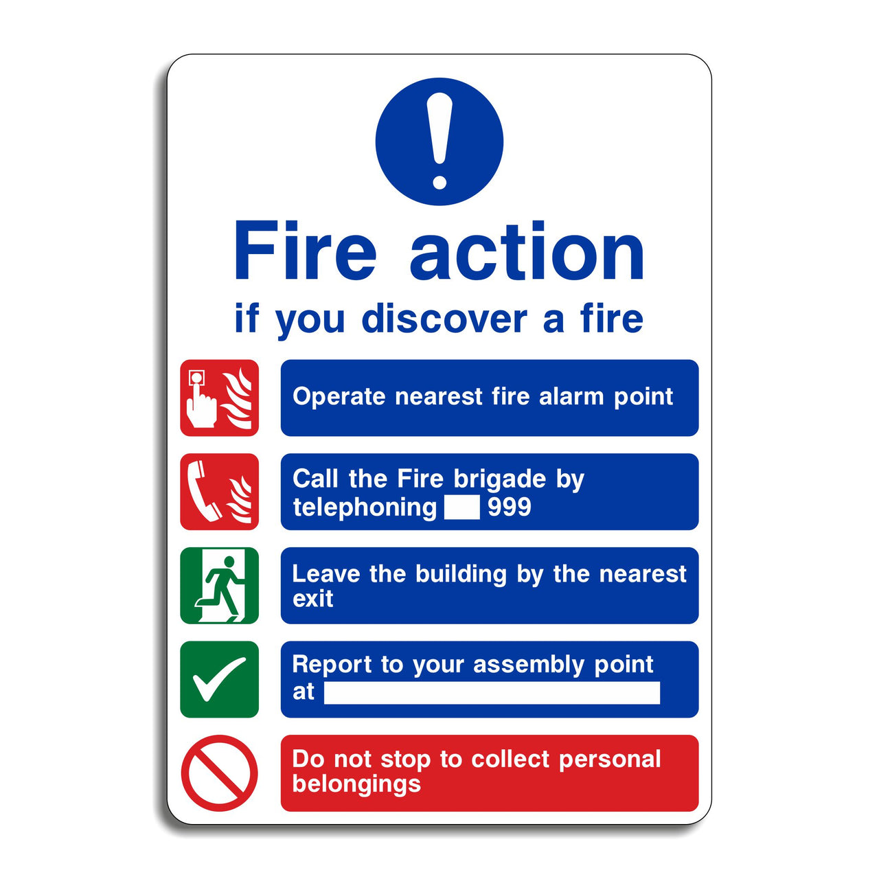 Fire Action If You Discover a Fire Multimessage Sign