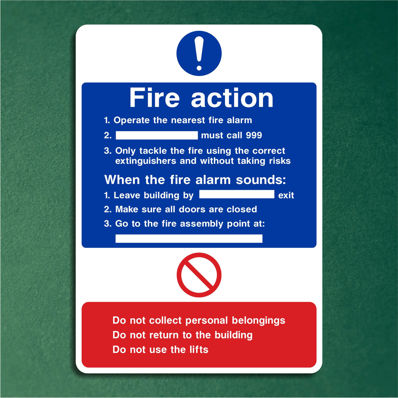 Fire Action Multimessage Sign