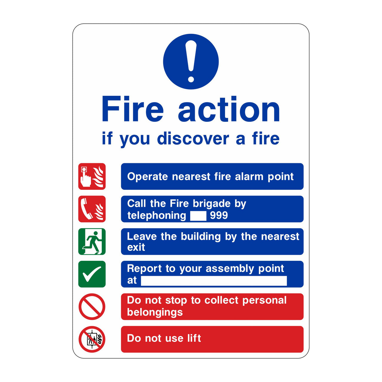 Fire Action If You Discover a Fire Sign