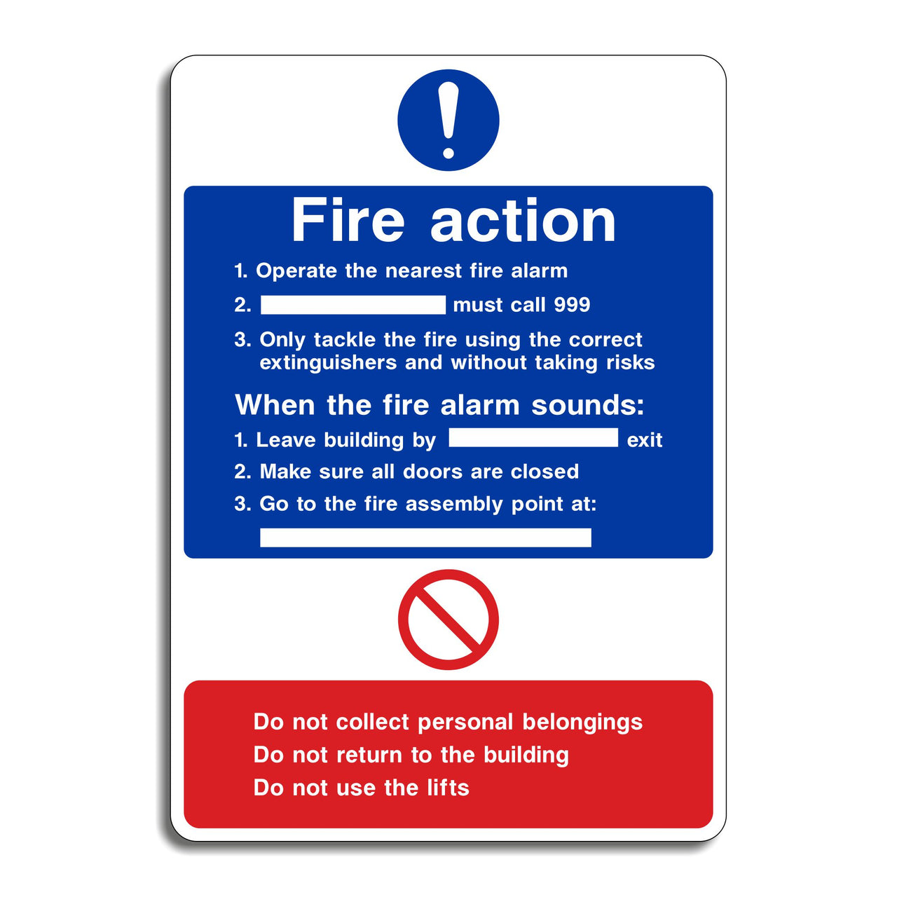 Fire Action Multimessage Sign