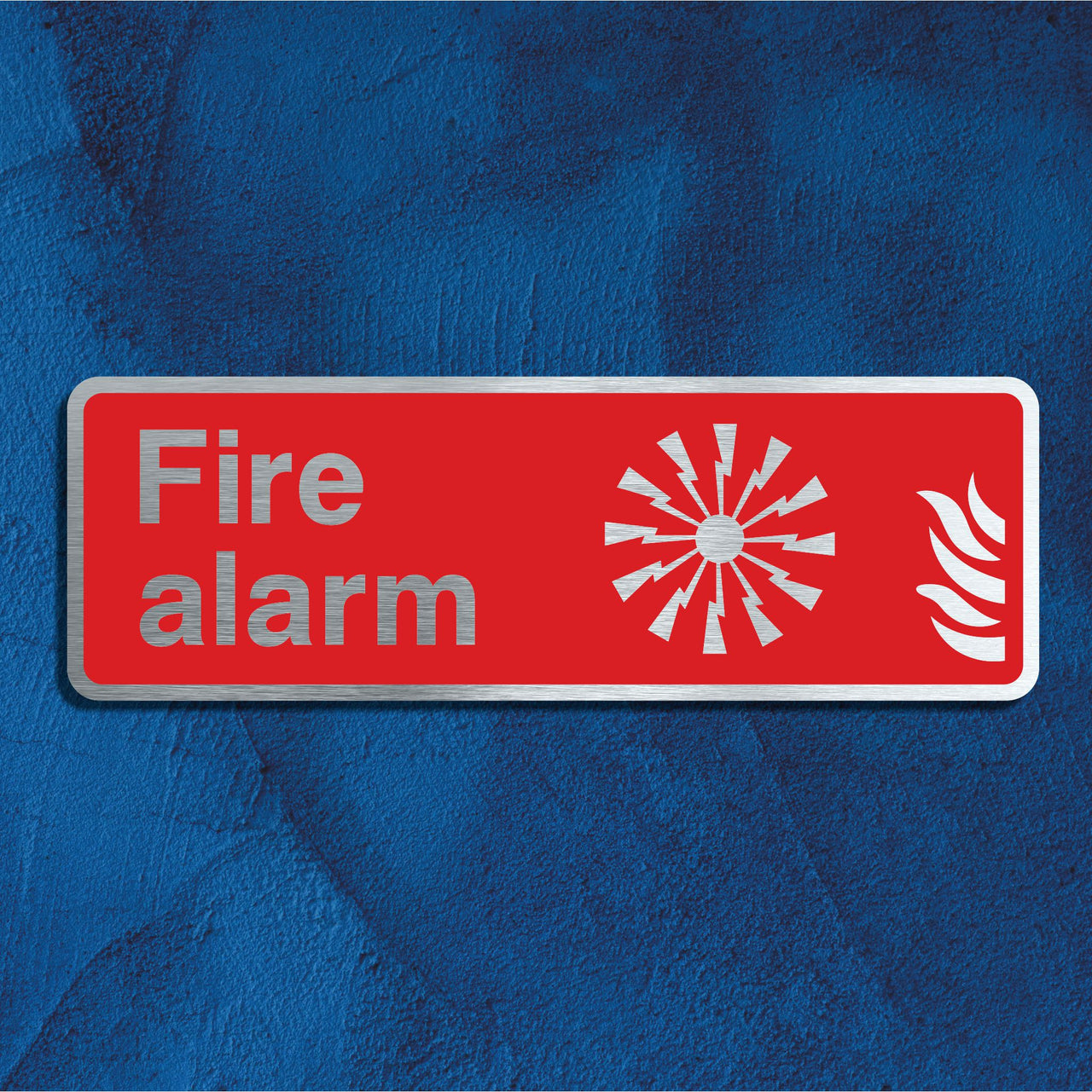 Brushed Aluminium Fire Alarm Sign