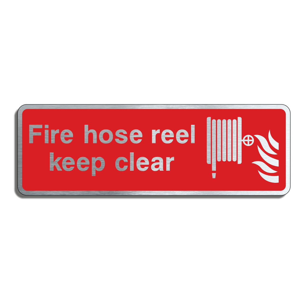 Brushed Aluminium Fire Hose Reel Keep Clear Sign