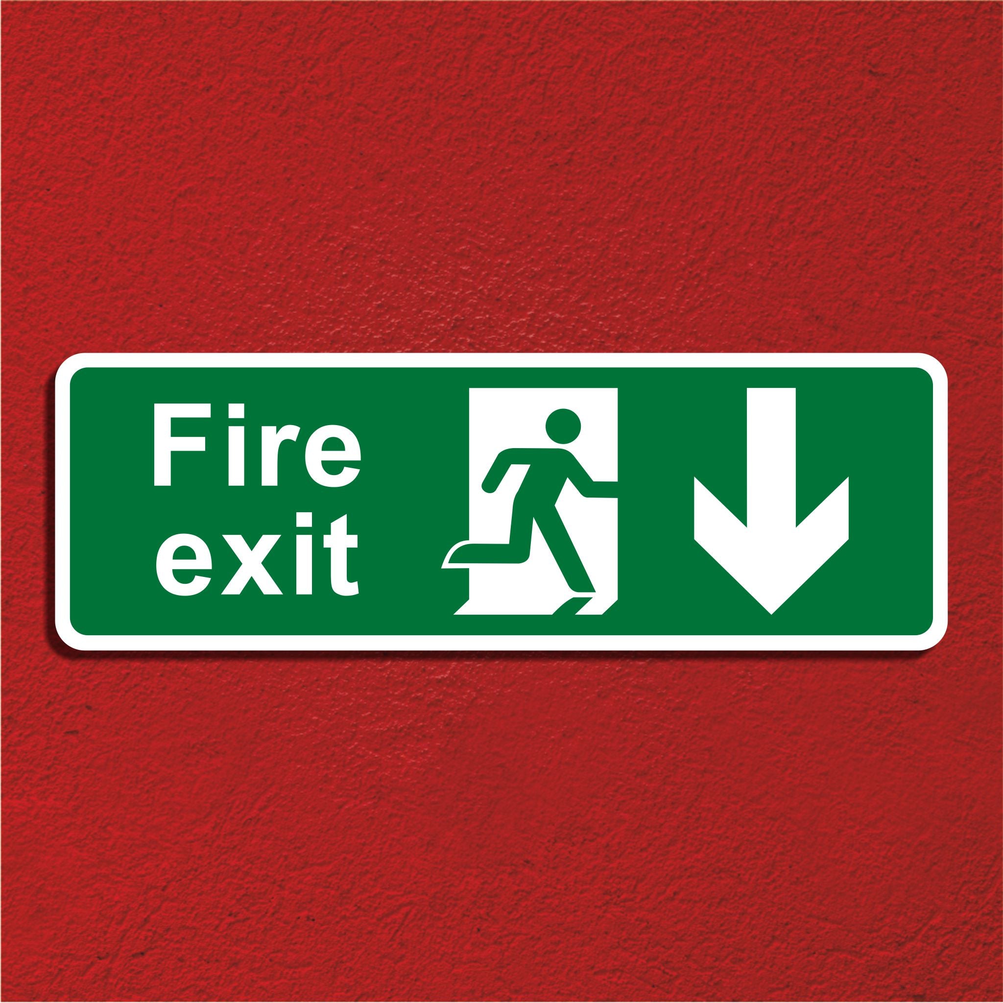 Fire Exit Sign with Down Arrow