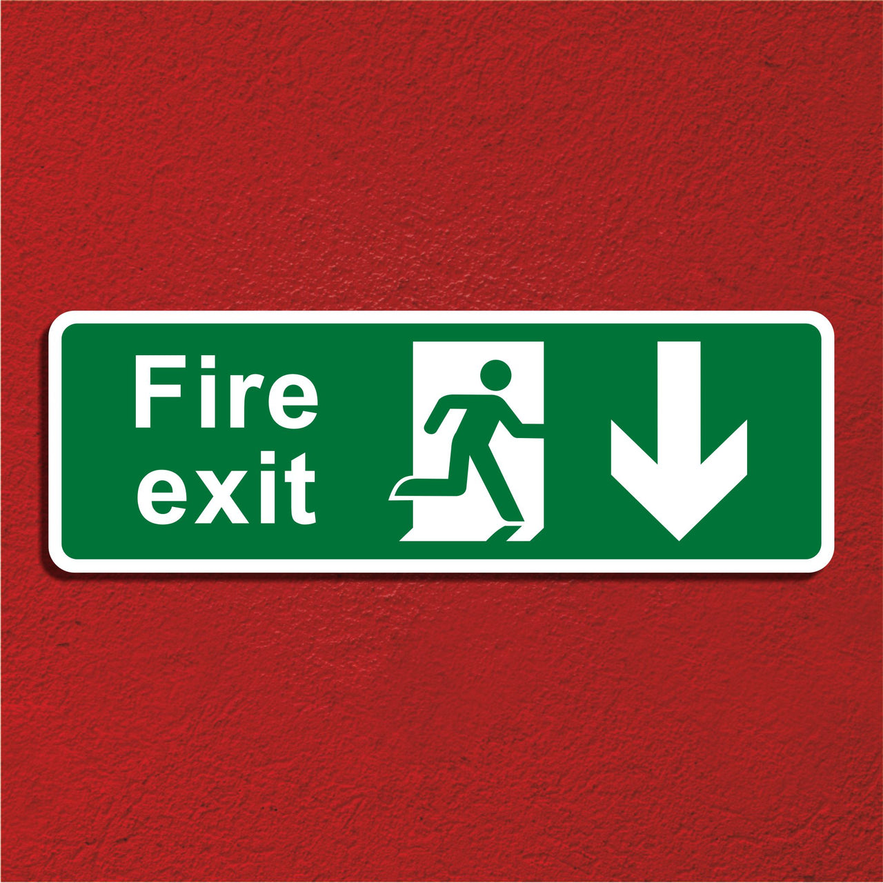 Fire Exit Sign with Down Arrow