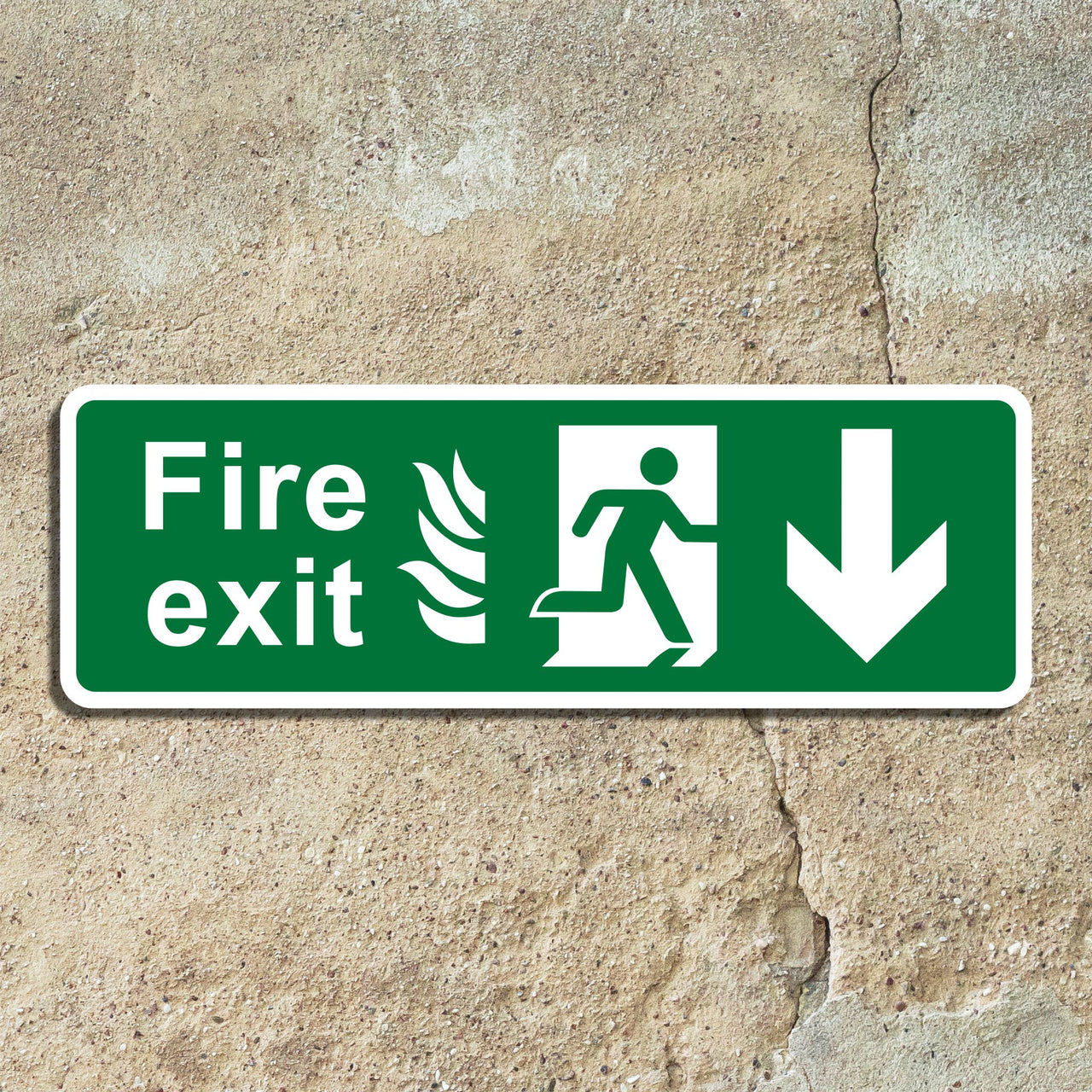 Fire Exit Sign with Down Arrow