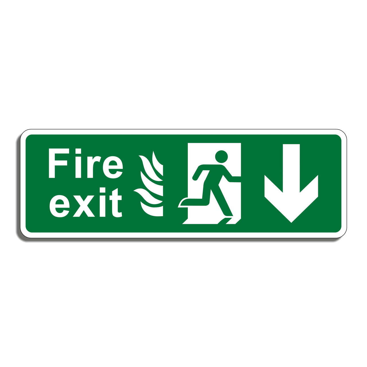 Fire Exit Sign with Down Arrow
