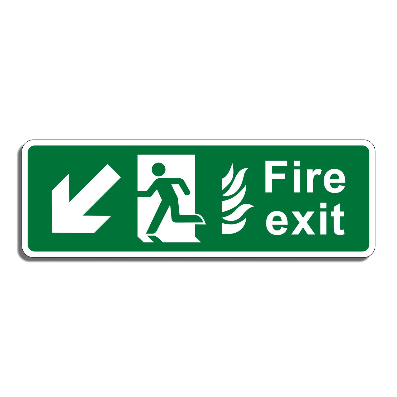 Fire Exit Sign with Bottom Left Arrow
