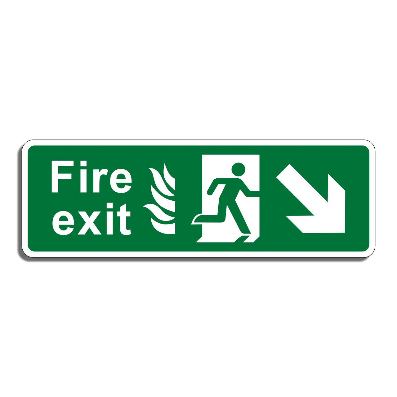 Fire Exit Sign with Bottom Right Arrow