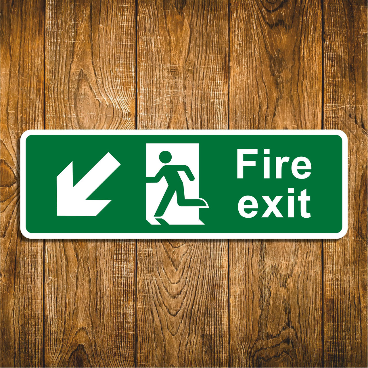 Fire Exit Sign with Bottom Left Arrow