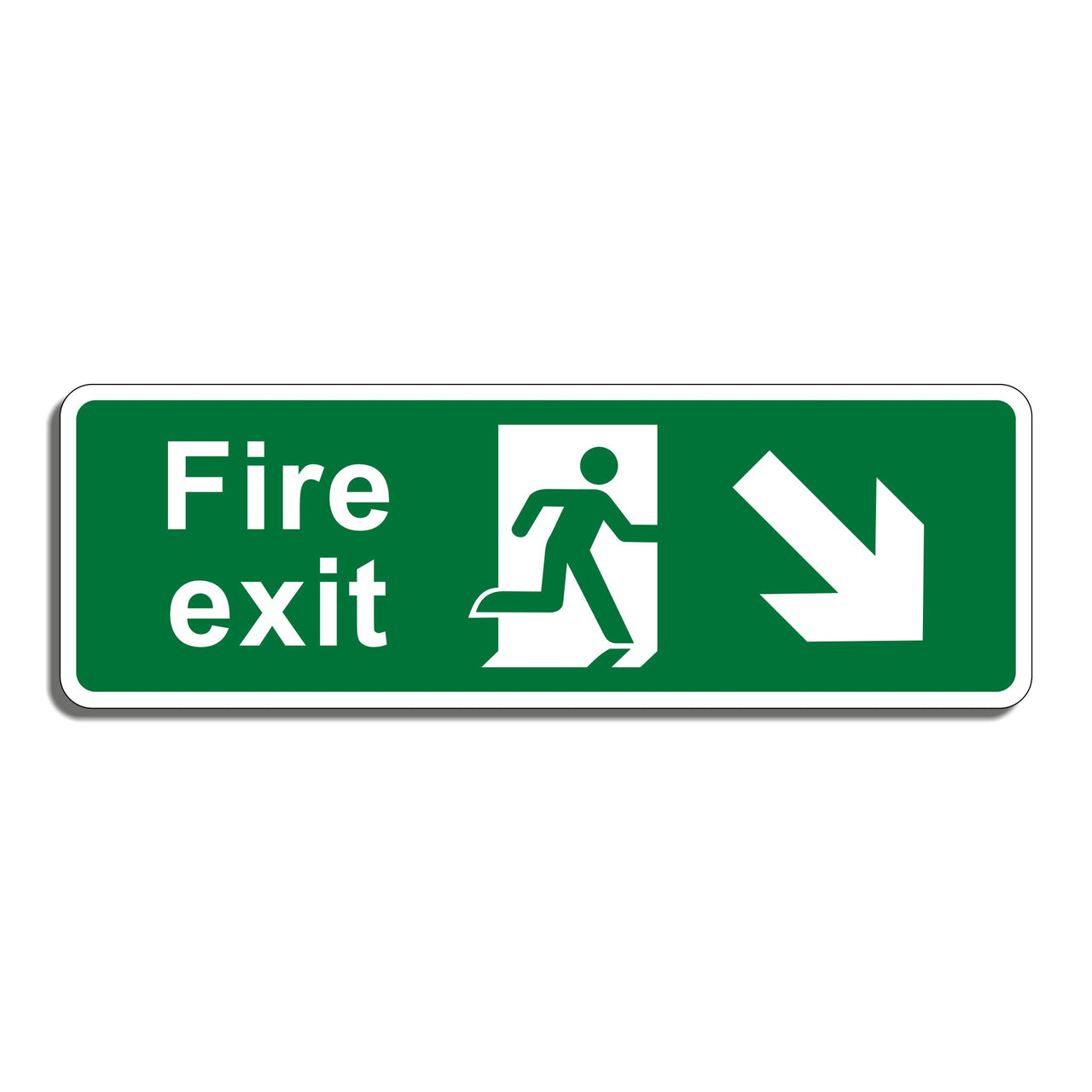 Fire Exit Sign with Bottom Right Arrow