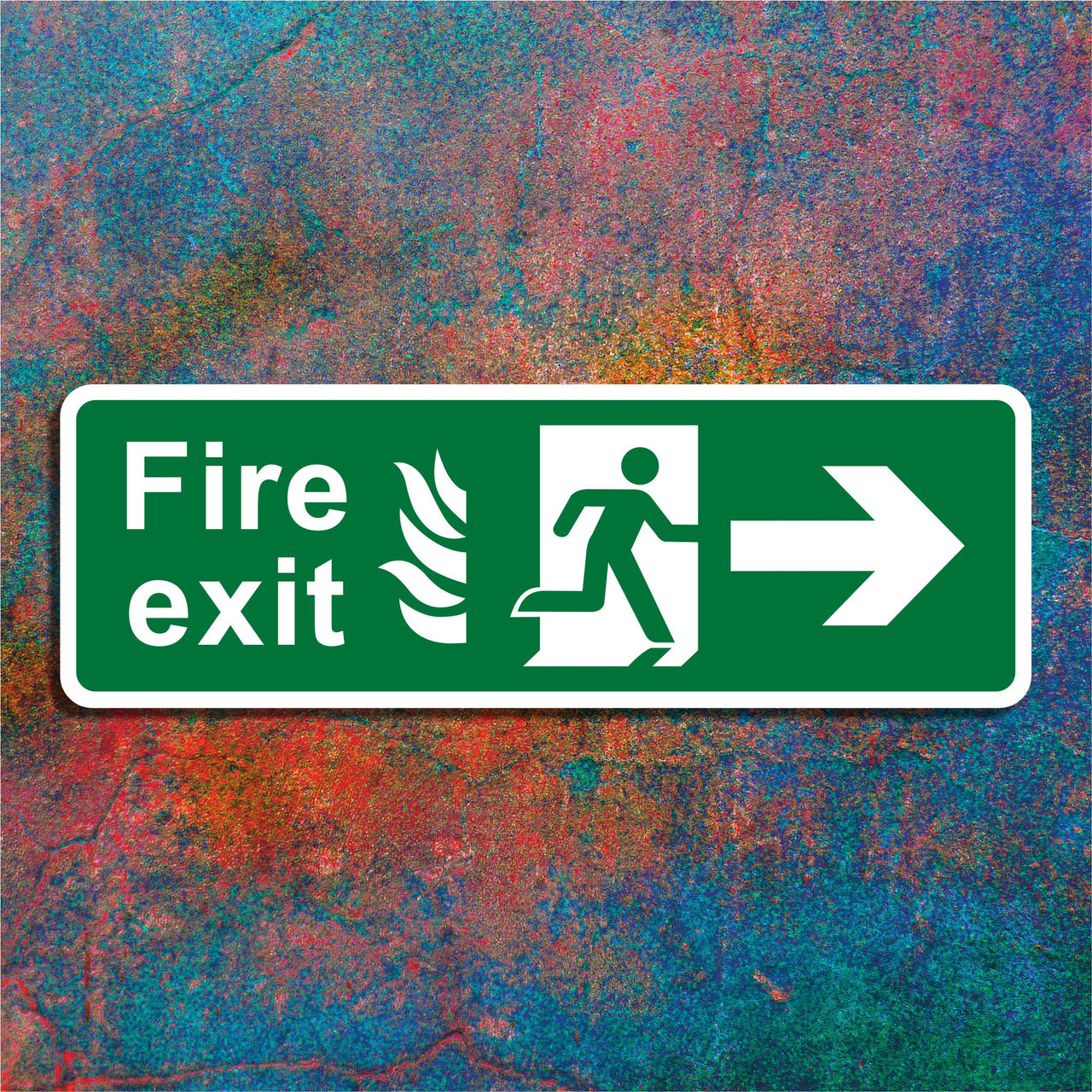 Fire Exit Sign with Right Arrow