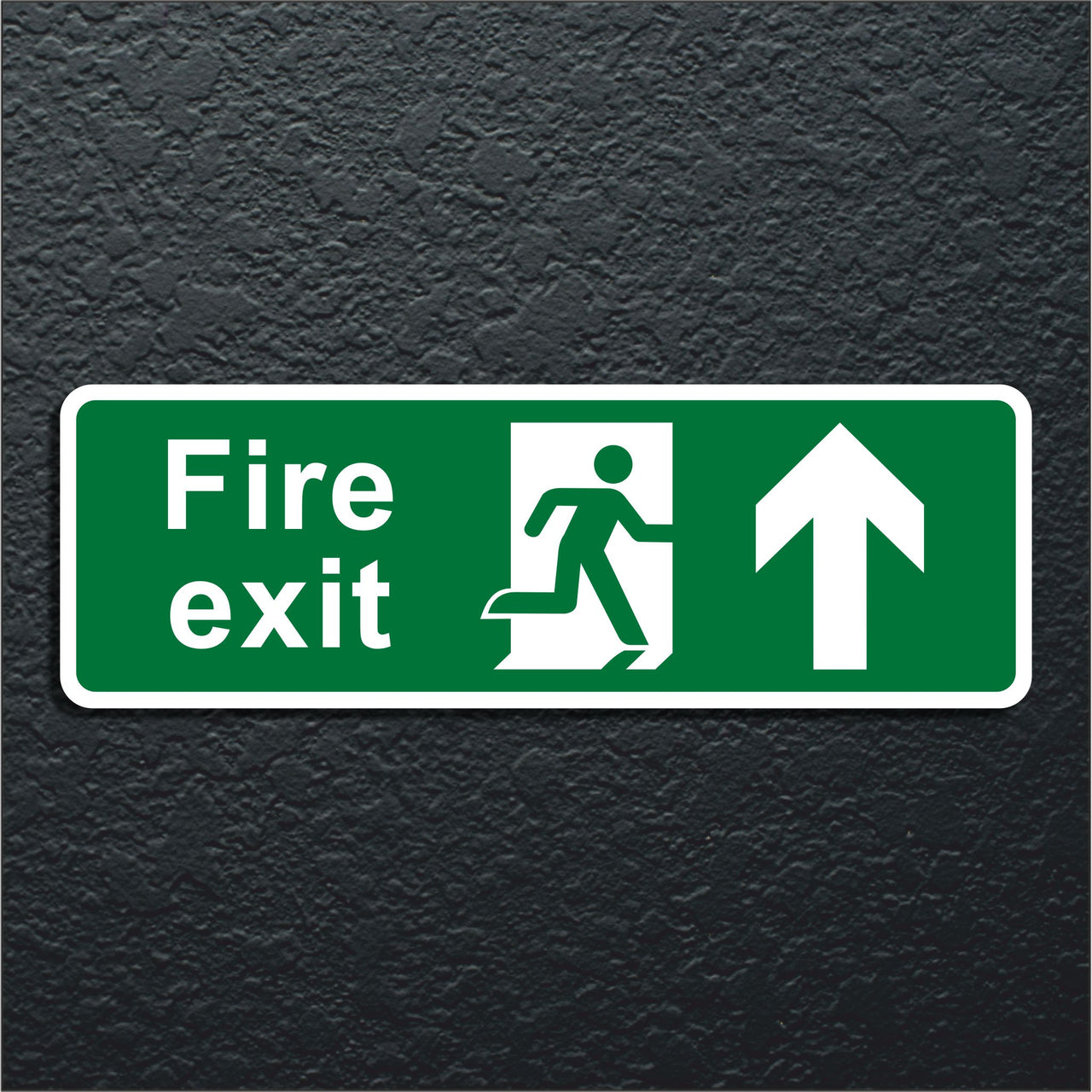 Fire Exit Sign with Straight Ahead Arrow