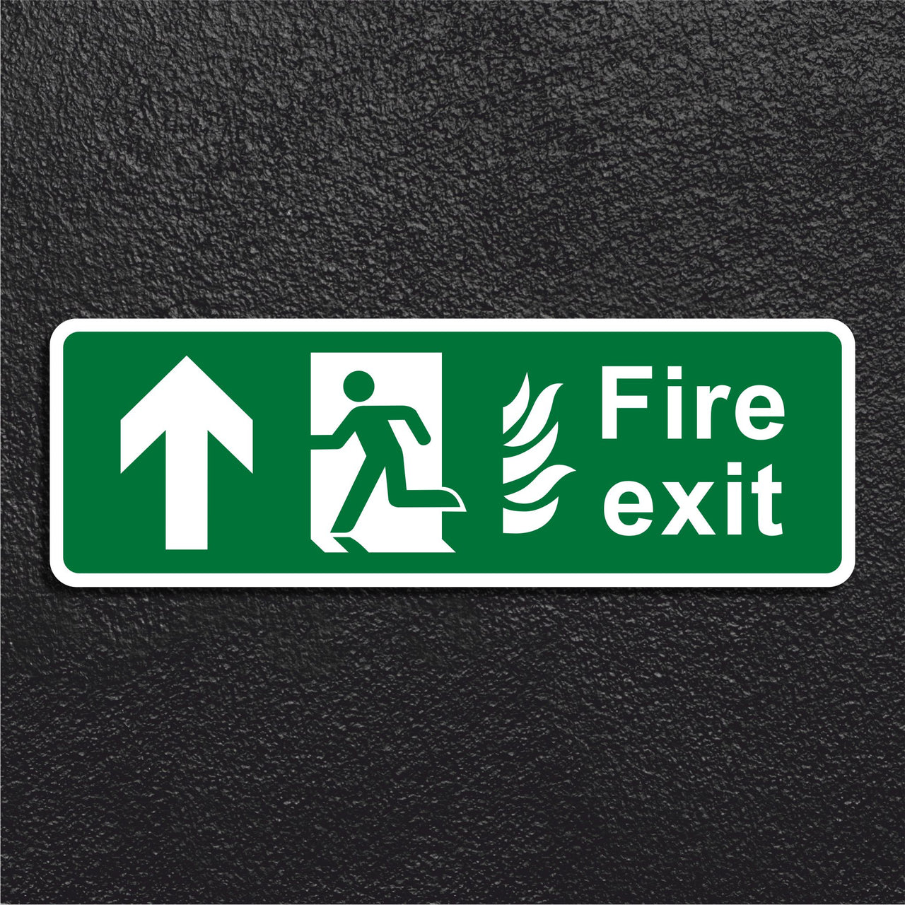 Fire Exit Sign with Straight Ahead Arrow