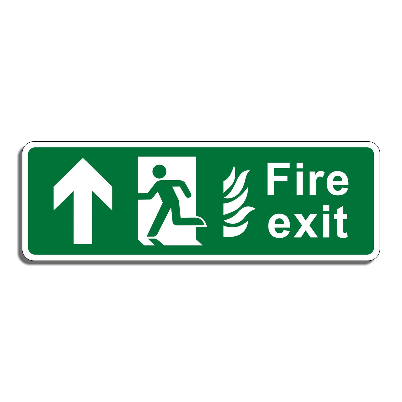 Fire Exit Sign with Straight Ahead Arrow