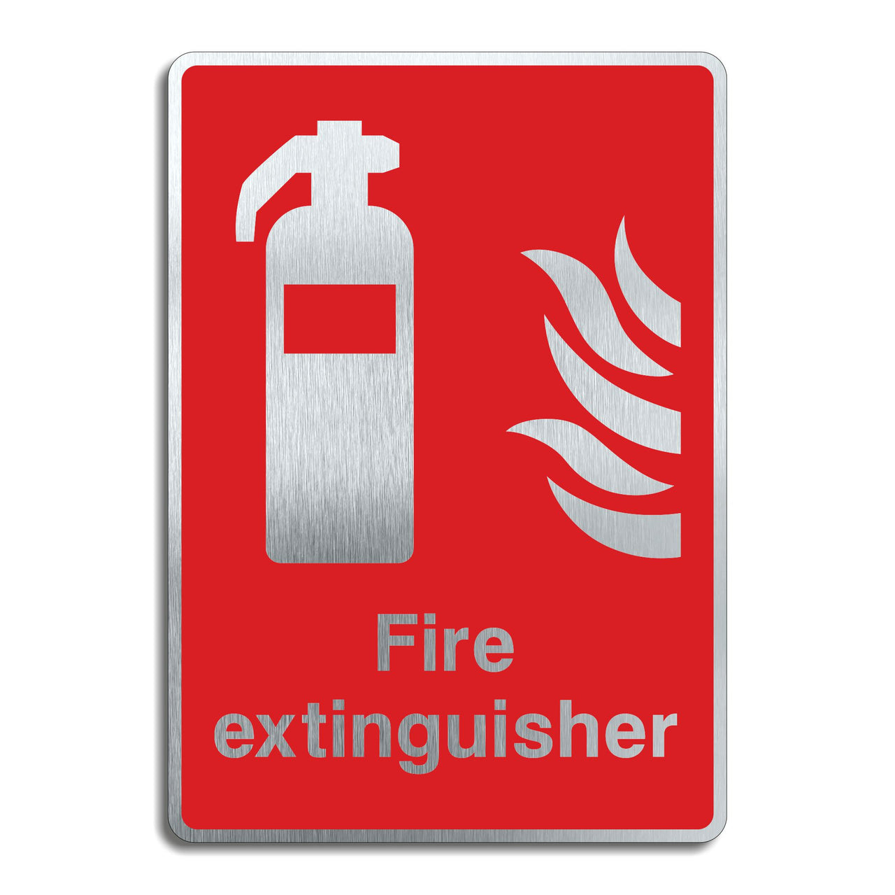 Fire Extinguisher Sign - Brushed Silver Finish