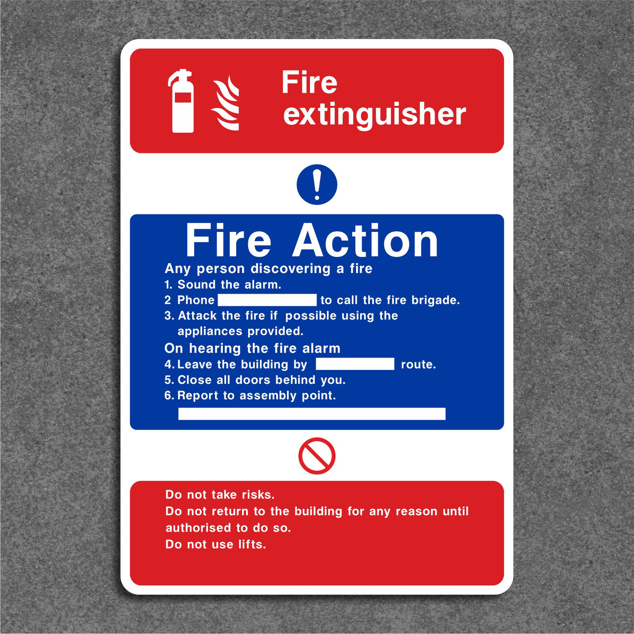 Fire Extinguisher Fire Action Sign