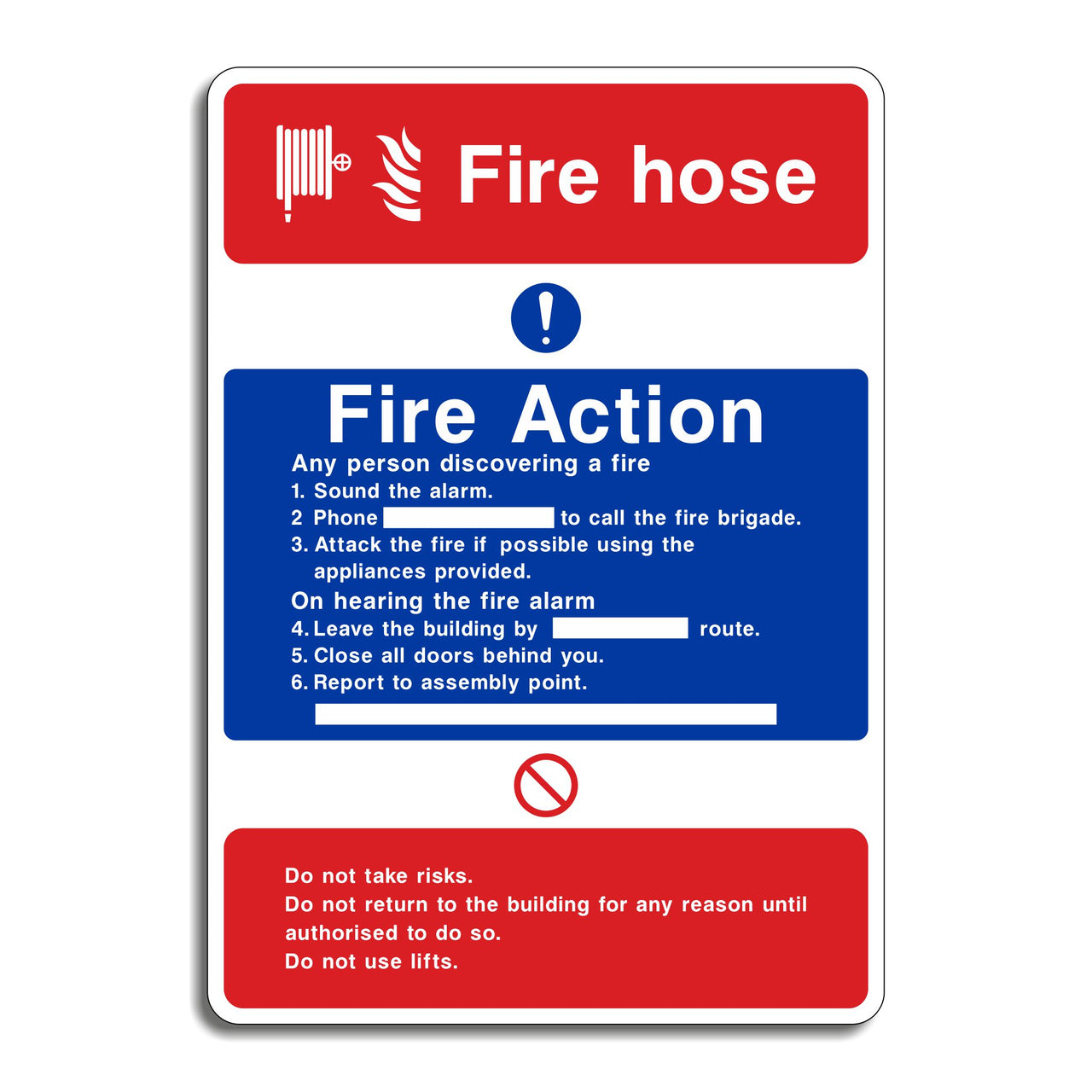 Fire Hose Fire Action Sign