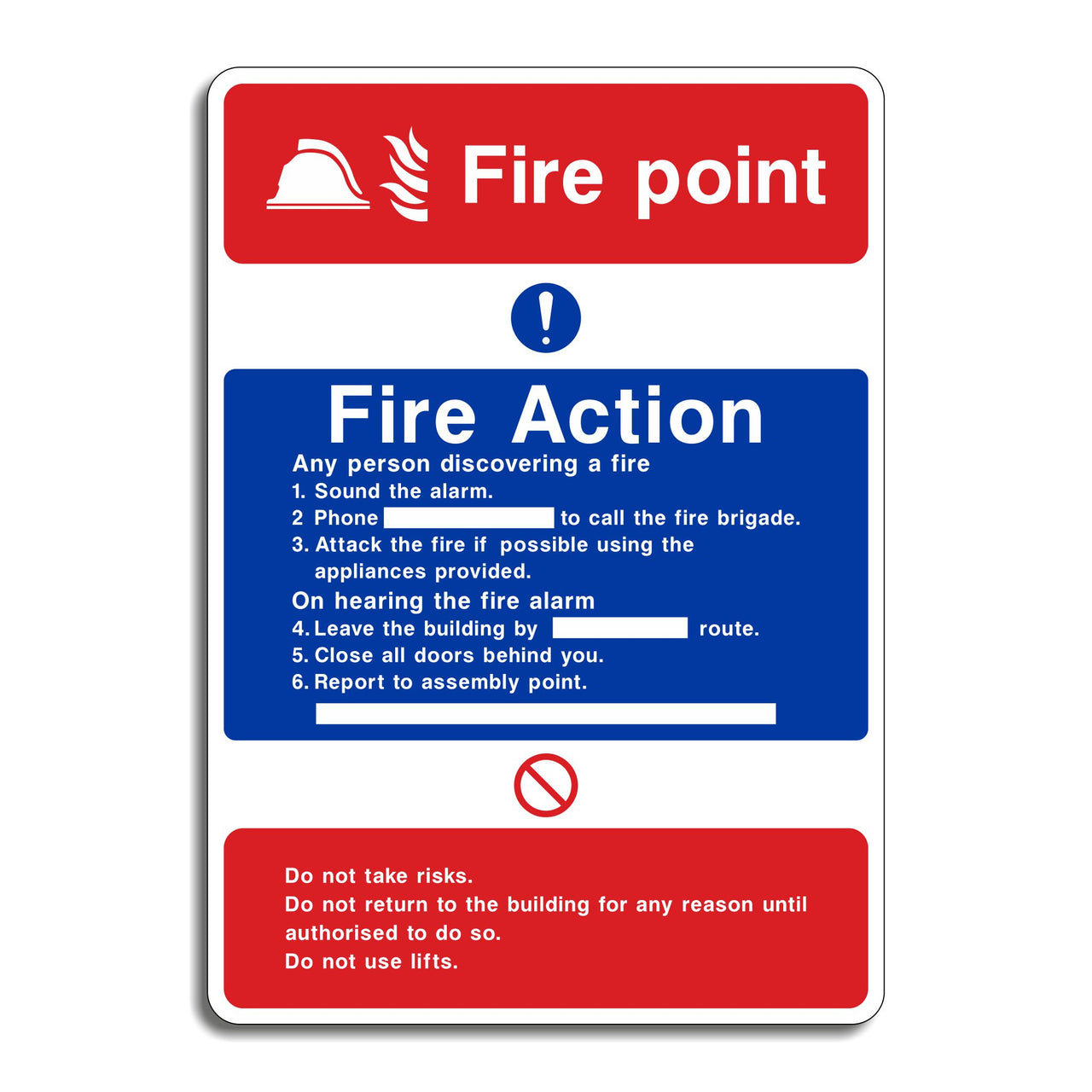 Fire Point Fire Action Sign