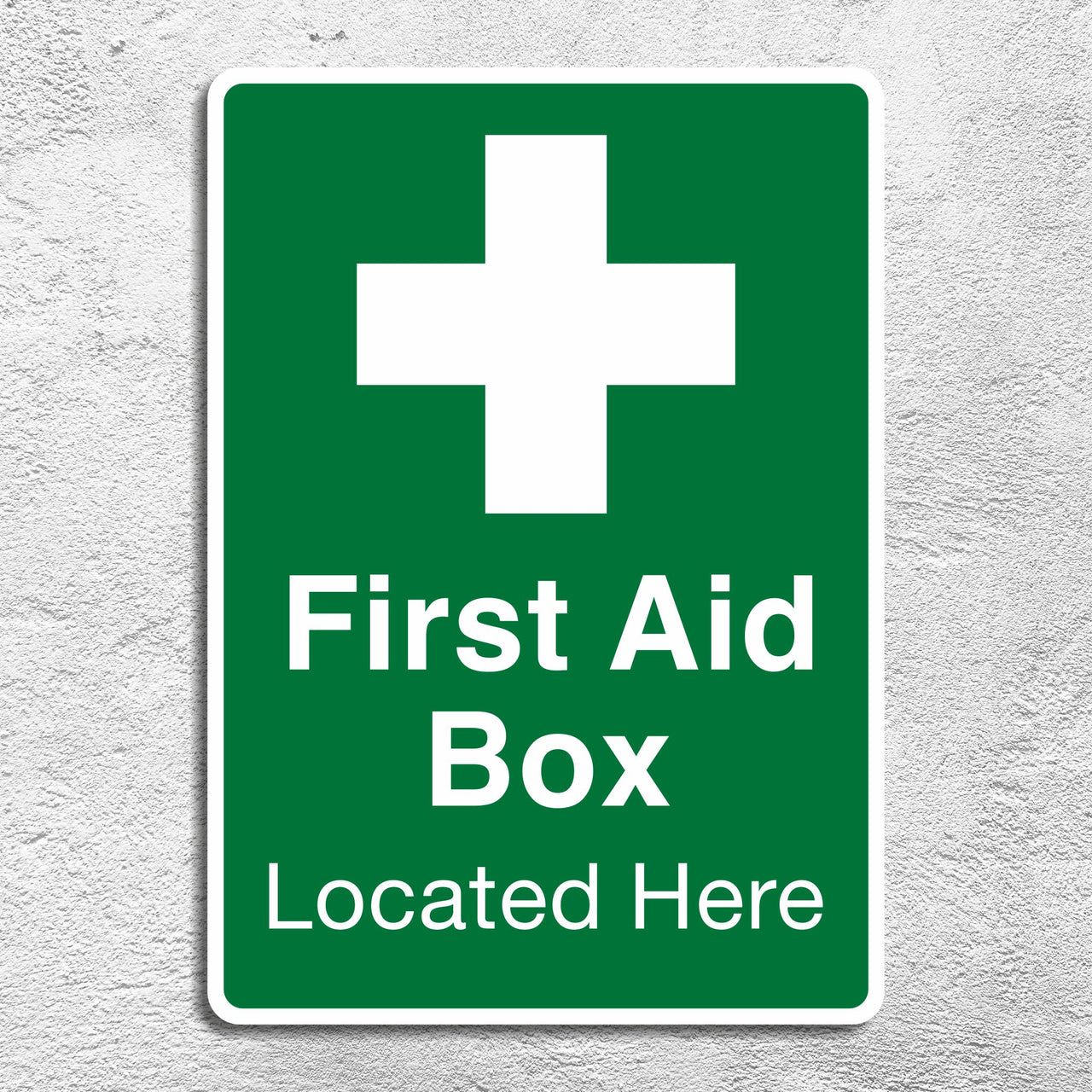 First Aid Box Located Here Sign