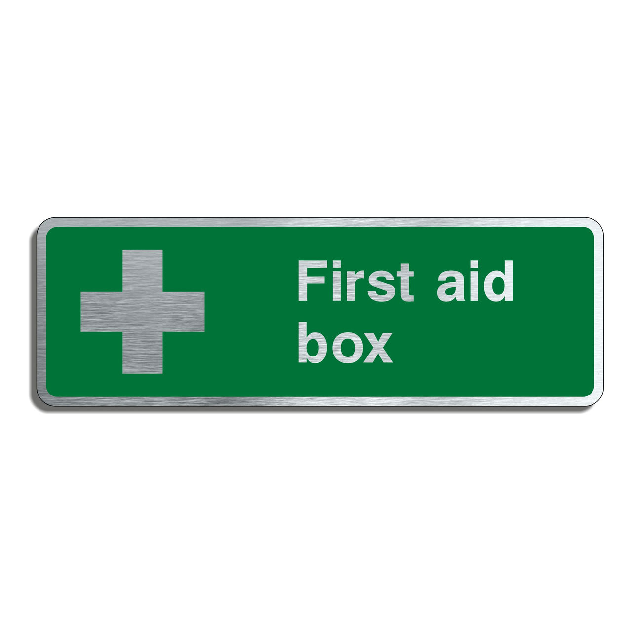 Brushed Aluminium First Aid Box Sign