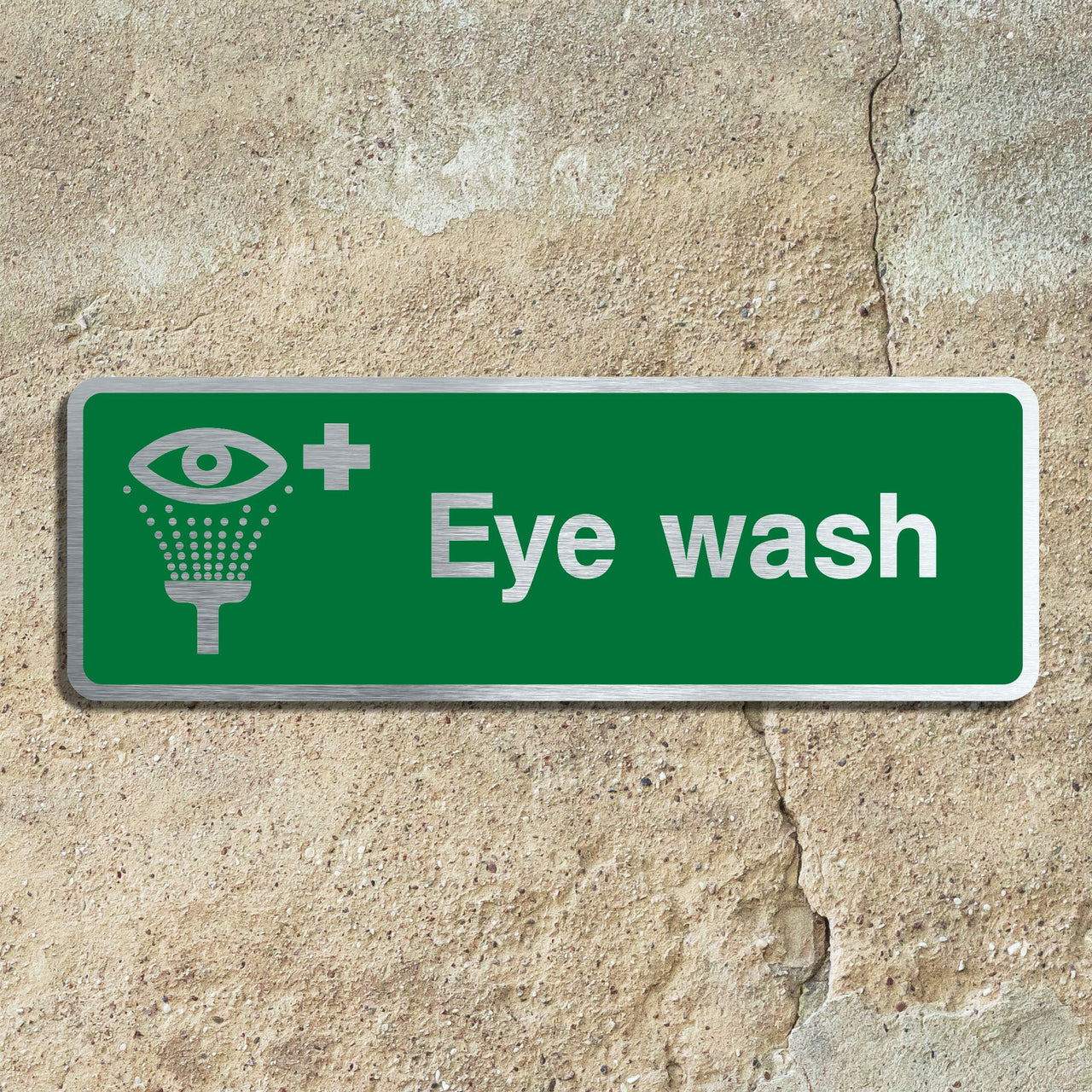 Brushed Aluminium Eye Wash Signs